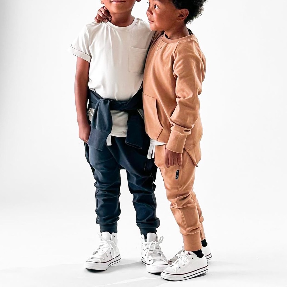 Little Bipsy Hello Fall tan beige neutral jogger and sweatshirt set